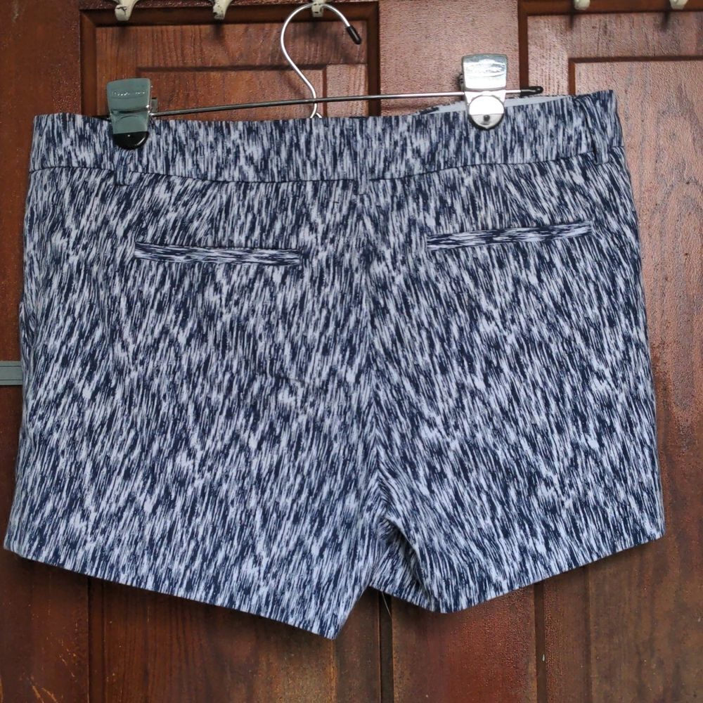 2 for $20 Willi Smith Navy Blue + White Okay Print Cotton Bermuda Shorts Sz 8 - Picture 2 of 7
